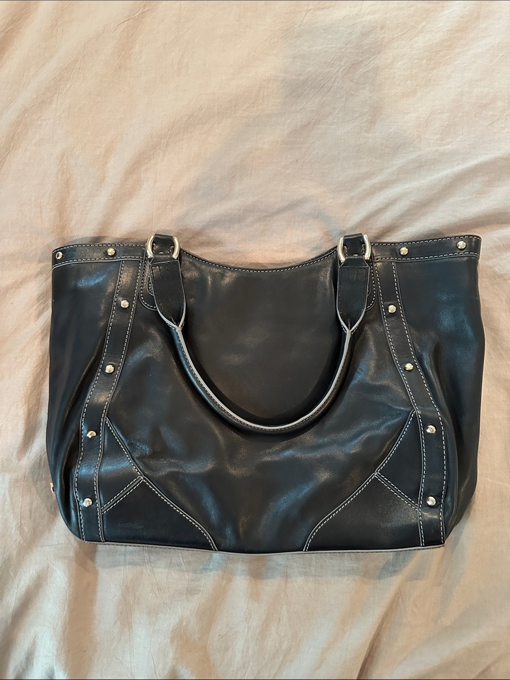 Cole Haan Black Studded Leather Tote